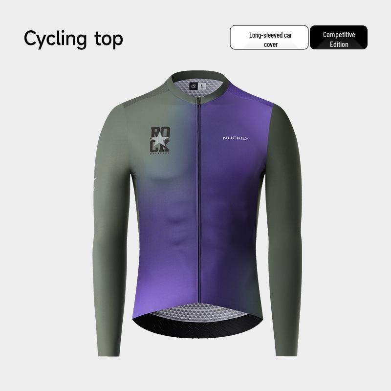 NUCKILY Men's Long Sleeve Cycling Jersey - Sun Protection & Sweat-Wicking for Road and Mountain Biking
