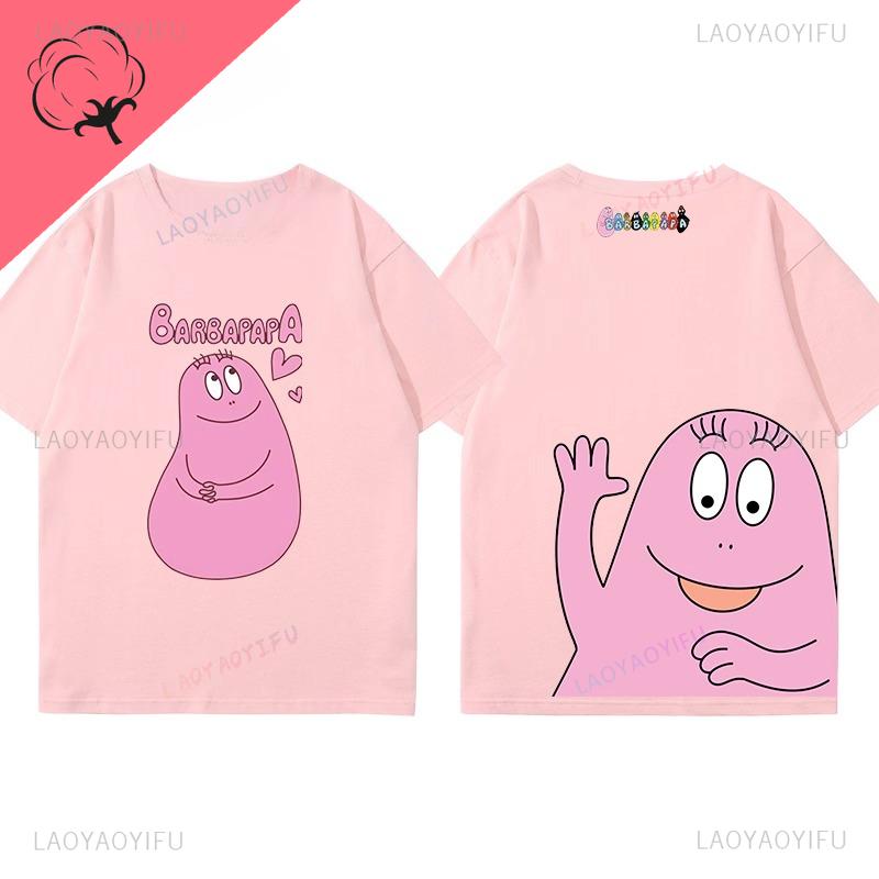 Moterų drabužiai Barbapapa Marškinėliai Geriausiai parduodami Animaciniai Kawaii Y2k Drabužiai Vaikams Minkštos Medvilnės Viengalviai Trumpomis Rankovėmis Grafiniai Marškinėliai