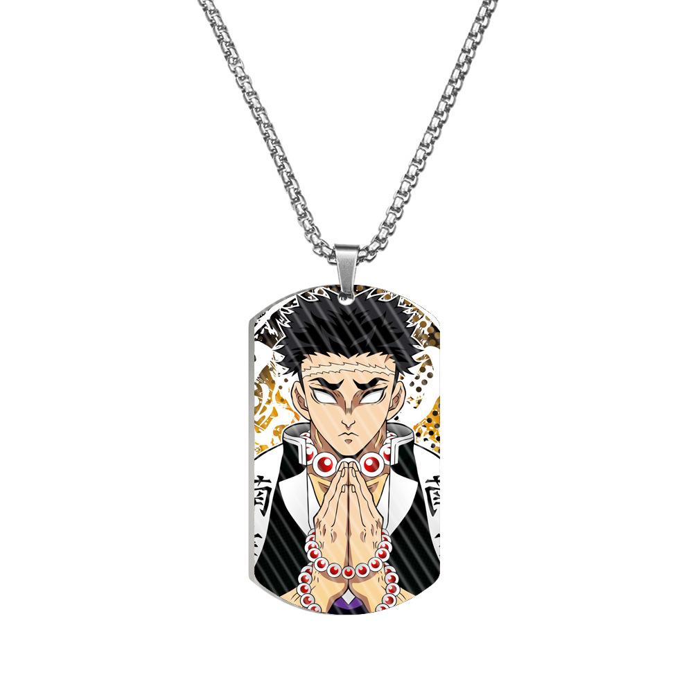 Demon Slayer Kimetsu No Yaiba Tanjiro Nezuko Stainless Steel Color Printed Dog Tag Necklace Anime Cosplay Accessory Gift For