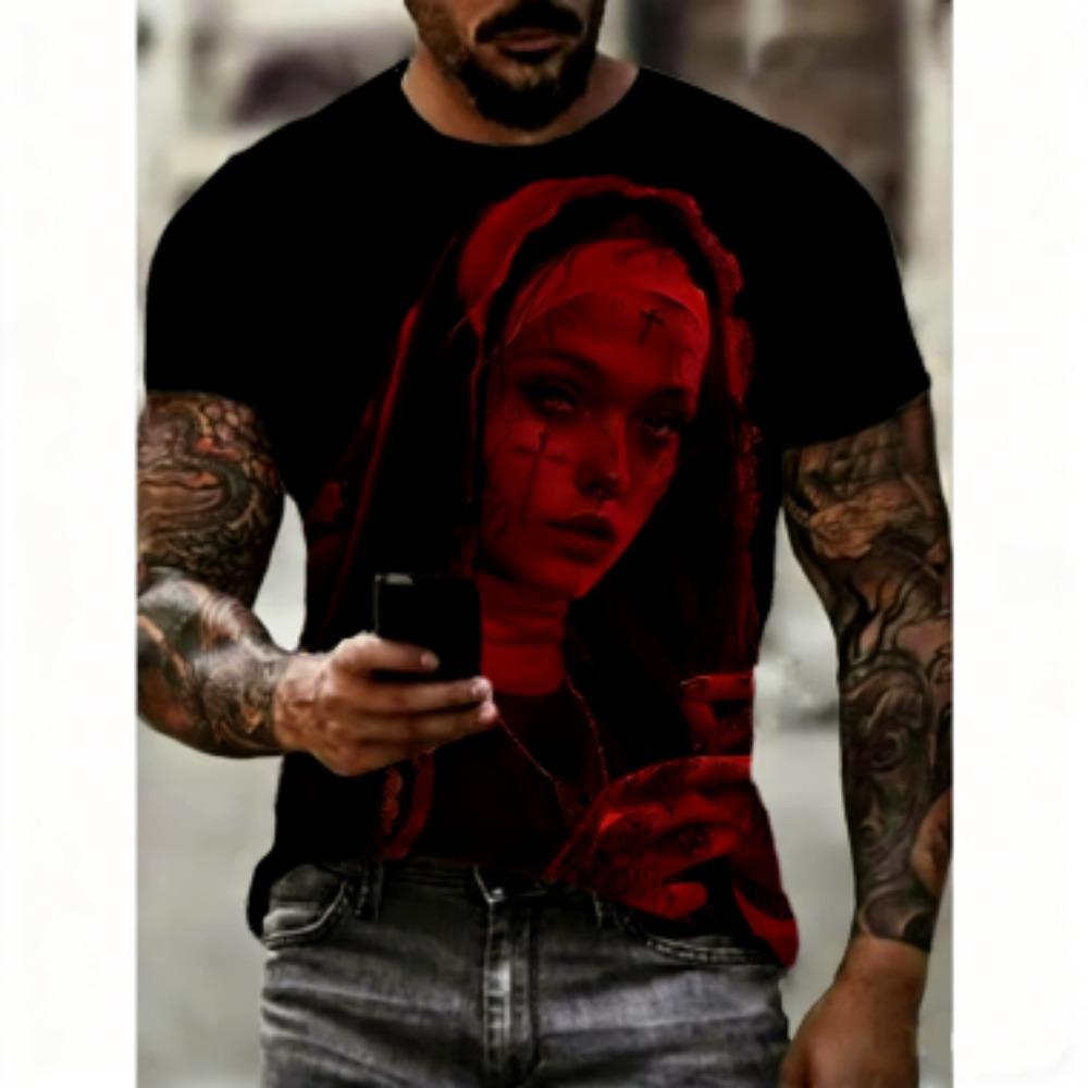 Letnia Moda Zakonnica T-shirt z Nadrukiem 3D Dla Mężczyzn Fajne Wzory Koszulki Letnie Codzienne Okrągły Dekolt Krótki Rękaw Topy Koszulki Streetwear