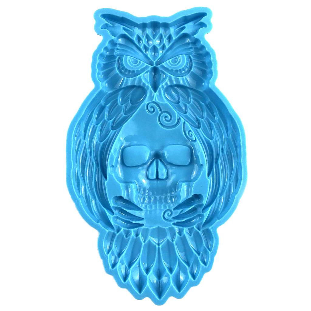 Wandbehang Harzformen Eule Schädel Silikonform Stereo Epoxidharzform für DIY Handwerk Halloween Heimdekoration