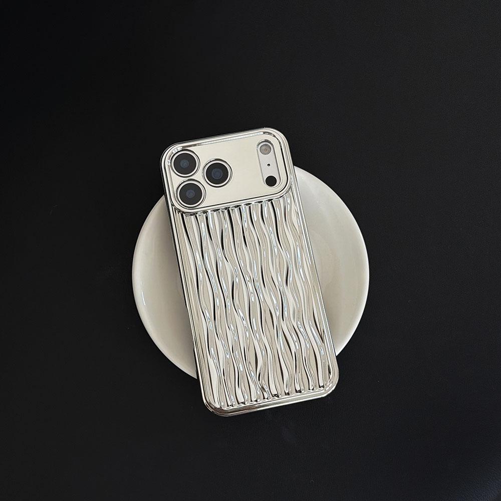Silver Water Ripple Phone Case for iphone 17 16 15 14 13 11 12 Pro Max X XS Max XR Shockproof Soft Silicone Cover