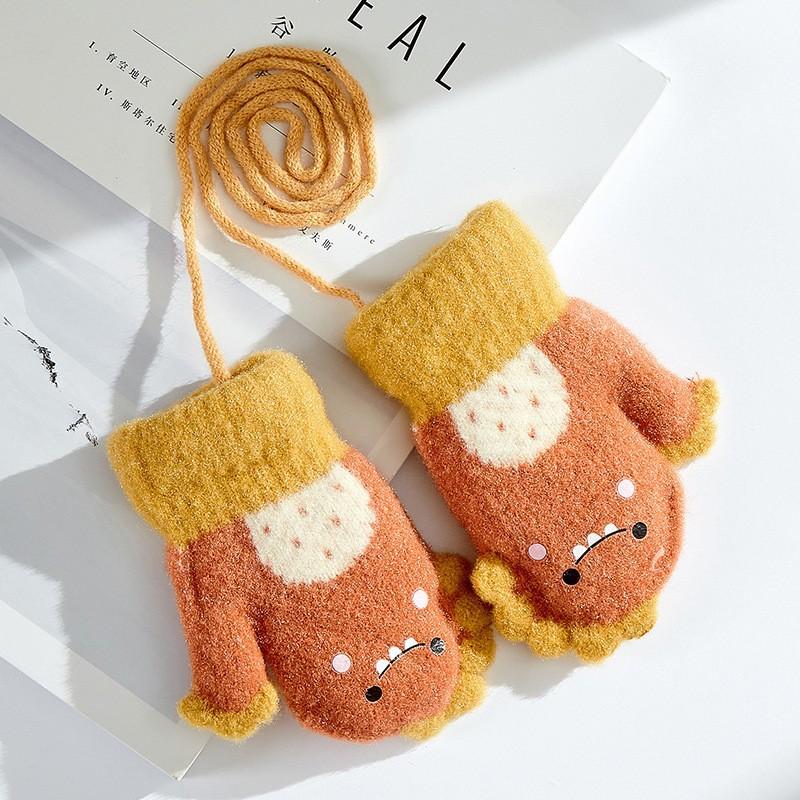 

Зимние детские мультяшные всеобъемлющие перчатки ручной вязки One Size шафрановый