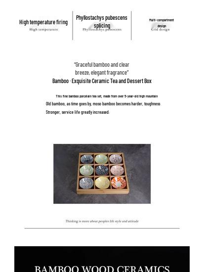 Nine-Compartment Solid Wood & Ceramic Tray for Dried Fruits, Nuts & Tea Snacks - Chinese & Japanese Style.