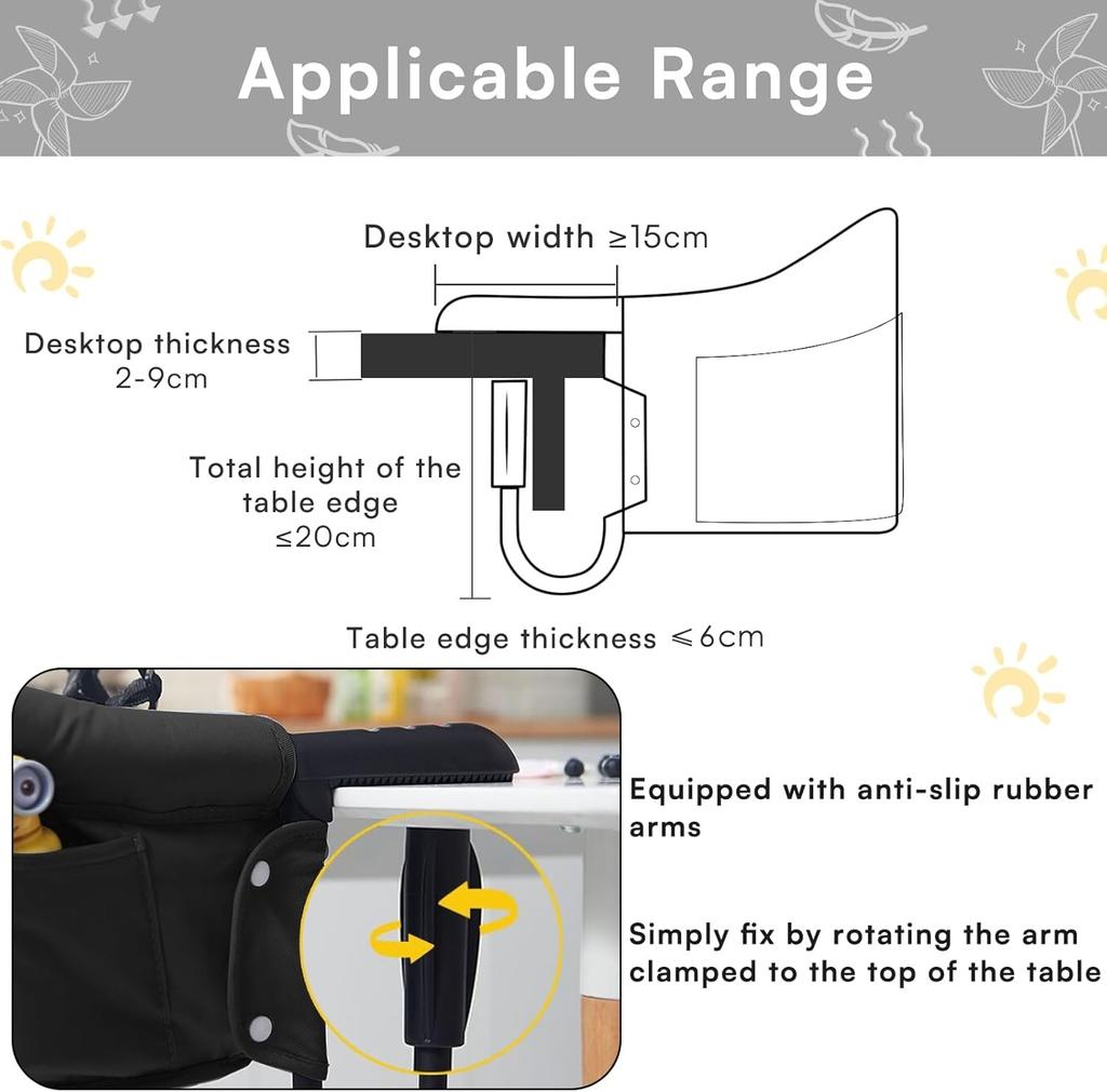 UBRAVOO Booster Seats, Portable High Chairs for Babies and Toddlers, Foldable HighChair for Baby from 6 Months to 3 Years, Sitting Up to 18 kg