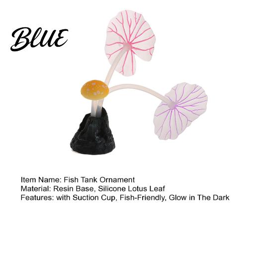 Lotus Leaf Fish Tank Accessory Aquarium Artificial Plant Ornament, Soft Silicone Leaves, Suction Cup Glow Decor in The Dark Safe for Shrimp
