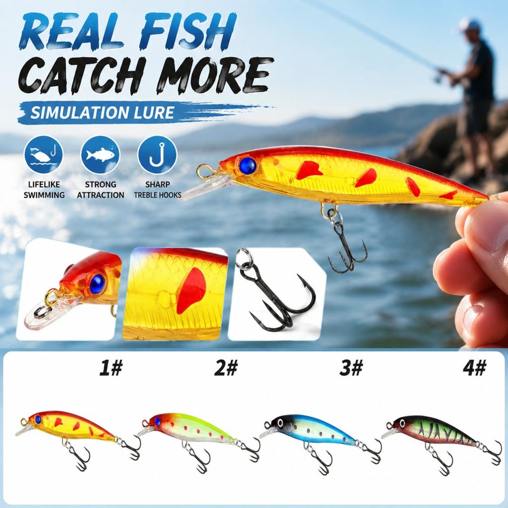 8 5cm 6 5g Floating Minnow Fishing Lure with Internal Steel Balls Hard Plastic Body Holographic Foil Surface Durable Design for Freshwater Fishing
