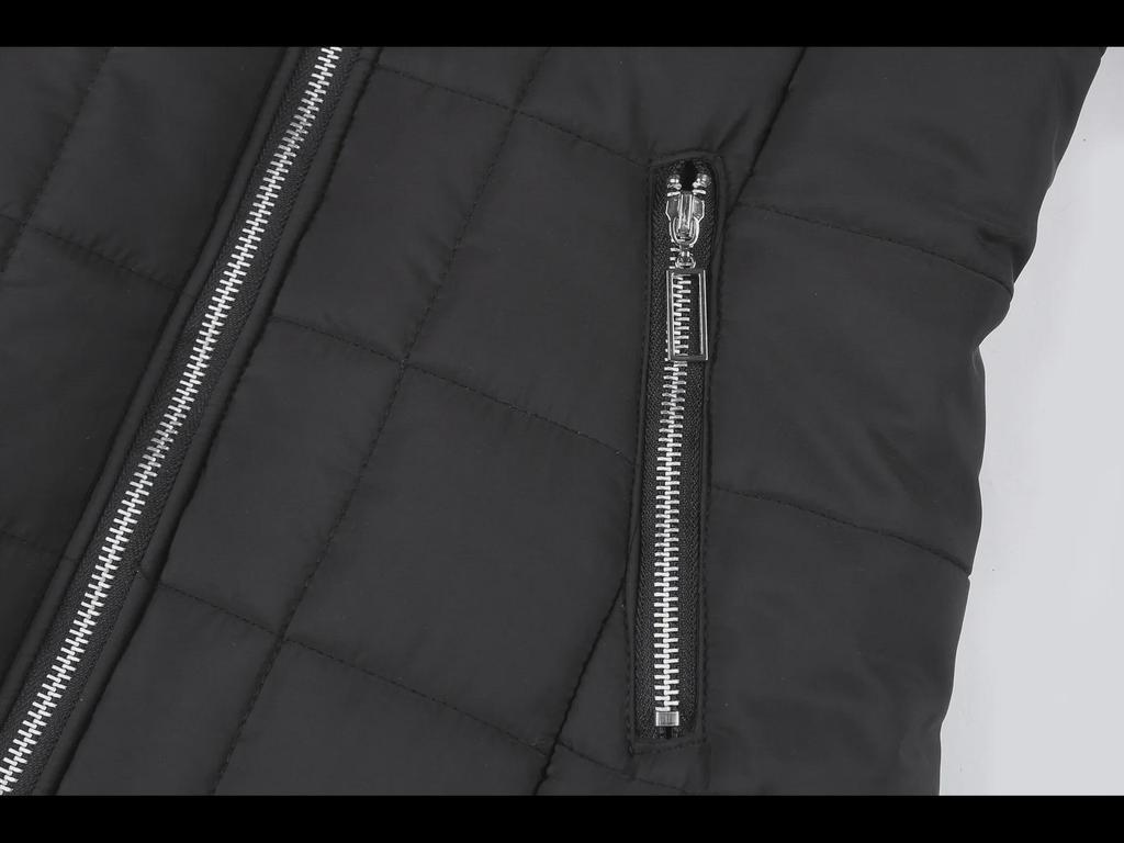 Damen Winterjacke mit Kapuze, langen Ärmeln und mittellanger Reißverschlussjacke aus Samt und Baumwolle