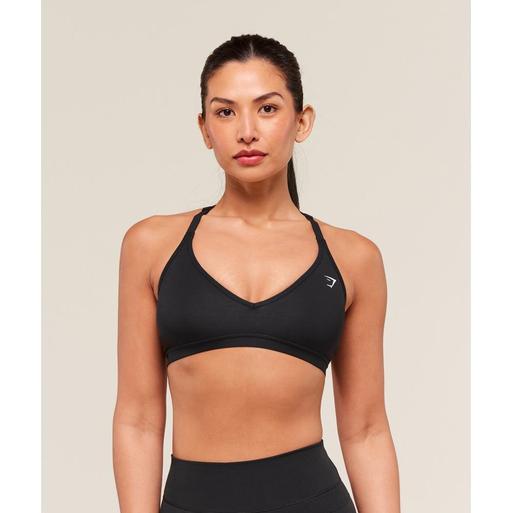 Gymshark Sutiene Sport Racerback din Bumbac Negru B3b3c Bb2j