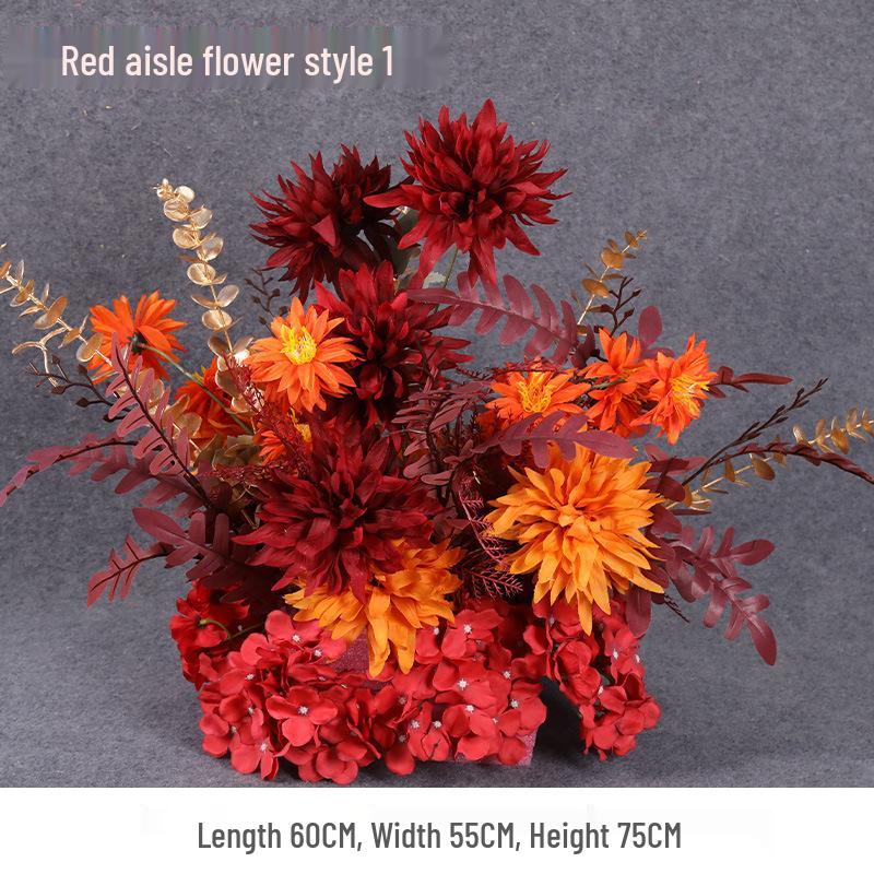 2025 Wedding Floral Decoration: Engagement Banquet Scene, Road/Stage Floral Rows, Arch Flowers, Artificial Background Simulation, Floral Art.