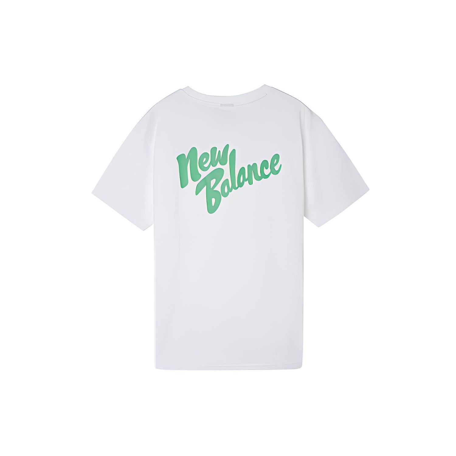 New Balance Back Alphabet Printing Short Sleeve Couple Style White Men s AMT01549-WT M
