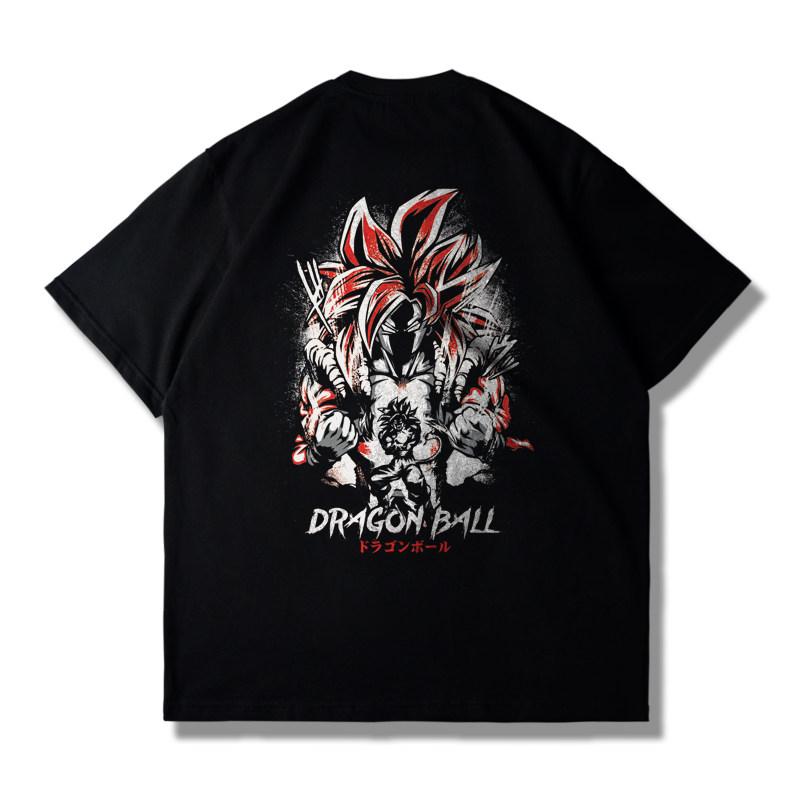 Dragon Ball Saiyan Tshirt Summer Loose Mens and Womens Short Sleeved Tshirt Wukong Beijita Tranx Trendy Top