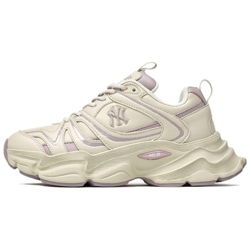 MLB Нью-Йорк Янкис Дышащие Низкие Кроссовки на Толстой Подошве Унисекс Бежевые Фиолетовые Кроссовки 3ASHCC05N-50IVS 39