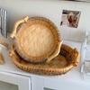 Rustic Handwoven Storage Basket Handmade Food Serving Holder Fruit Vegetable Storage Tray  Kitchen