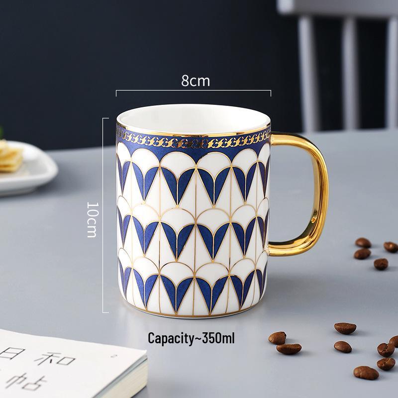 British Style Matching Ceramic Mug Set with Lids - High-End Coffee and Water Cups