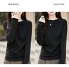 2025 Fall/Winter Women's Round Neck Pleated Double-Sided Fleece Long-Sleeve Knit Top