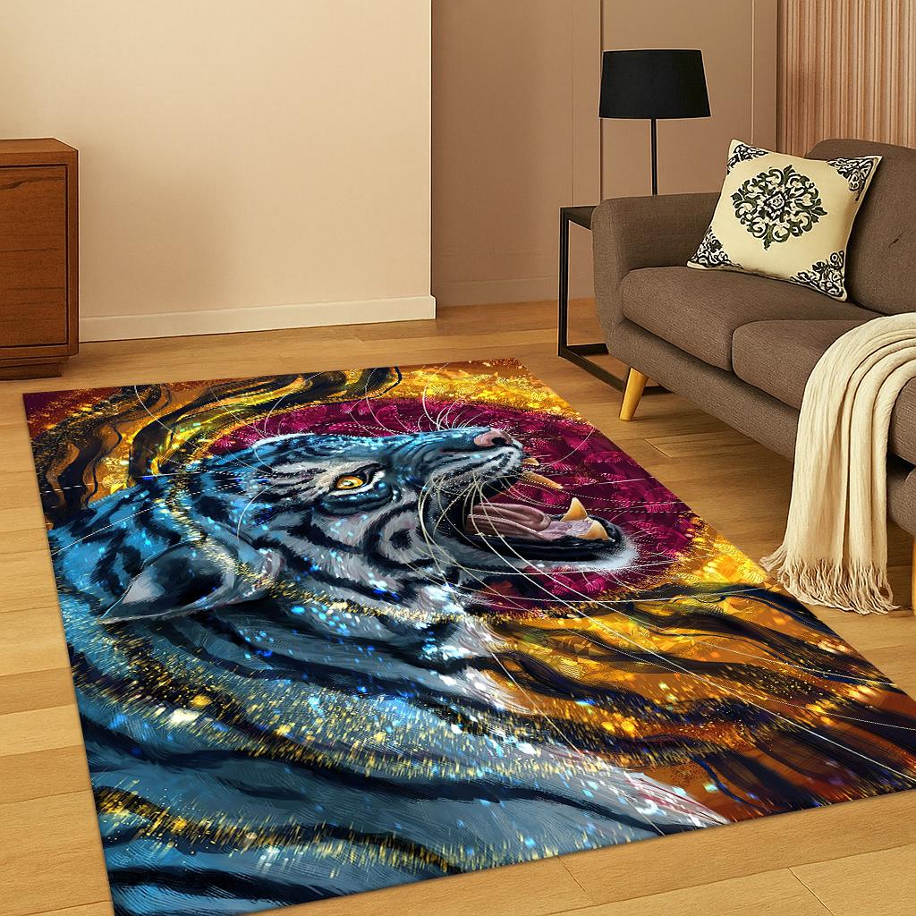 Tiger Animal cartoon Carpet Rug for Home Bedroom Living Room Playroom Sofa Kitchen Doormat Decor, Kid Play Non-slip Floor Mat