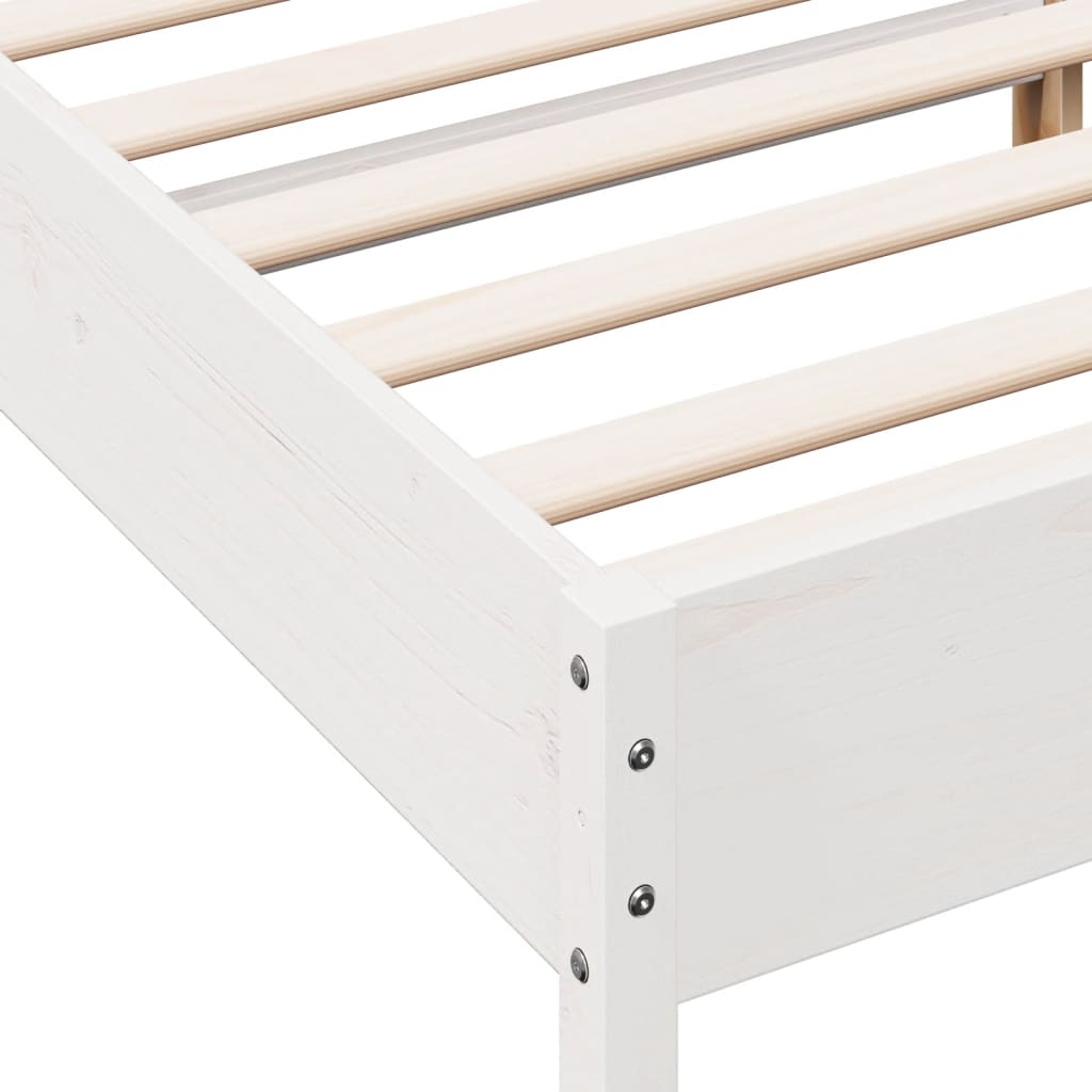 Vidaxl Bed Frame Without Mattress, White, 120X200 Cm, Pine Wood
