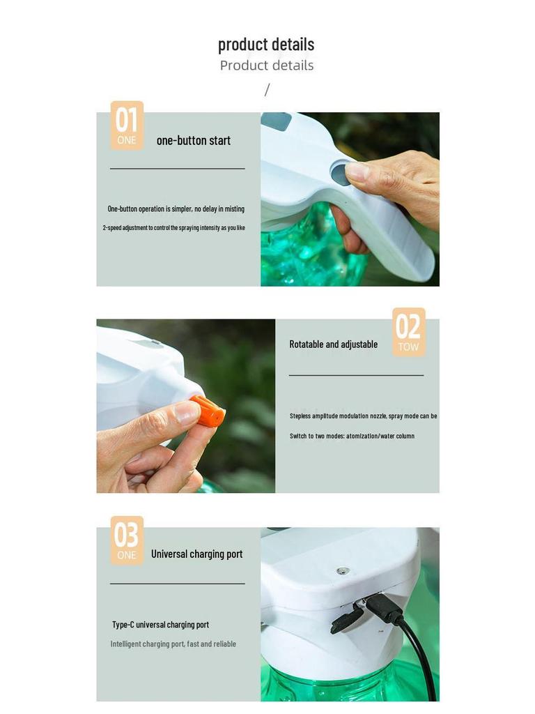 3L Electric Sprayer with Charger - Disinfection, Mist, Watering, and Humidifying Can for Home and Garden.