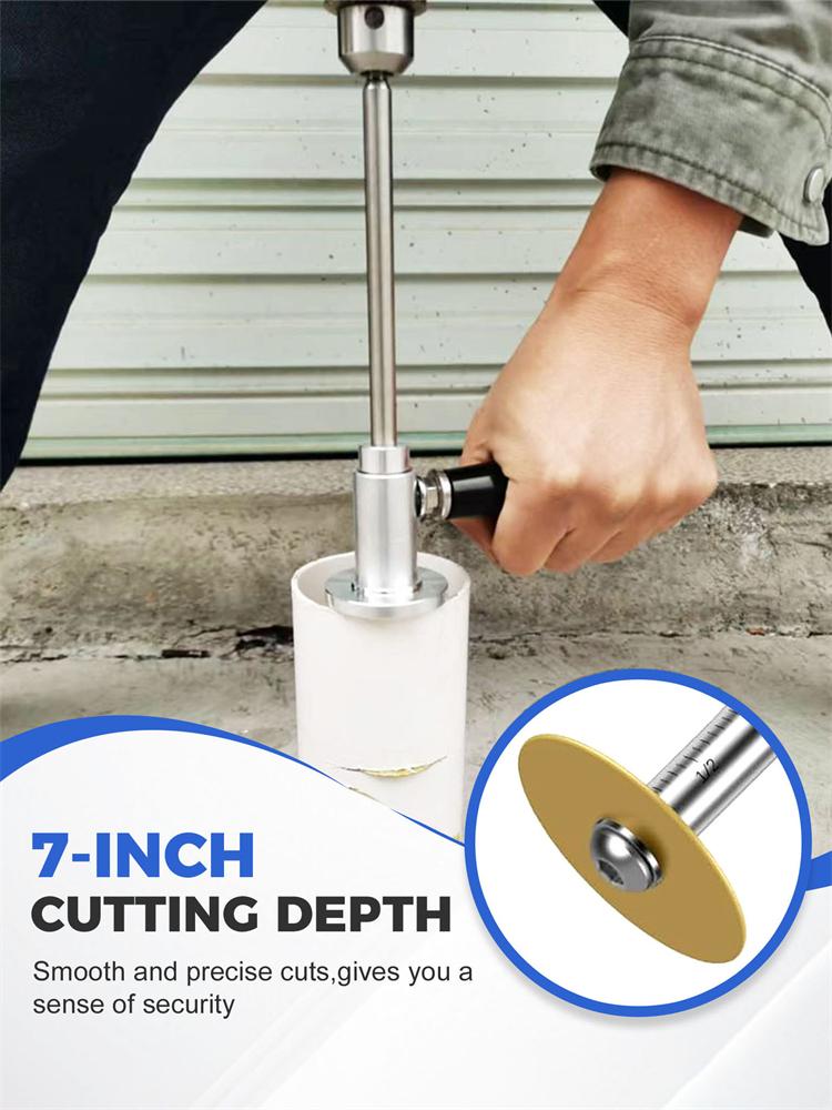 Invändig PVC-rörskärare med diamantkornskärskiva och handtag för 1-1/2 tum till 8 tum Schema 40 PVC-rör för slagborr