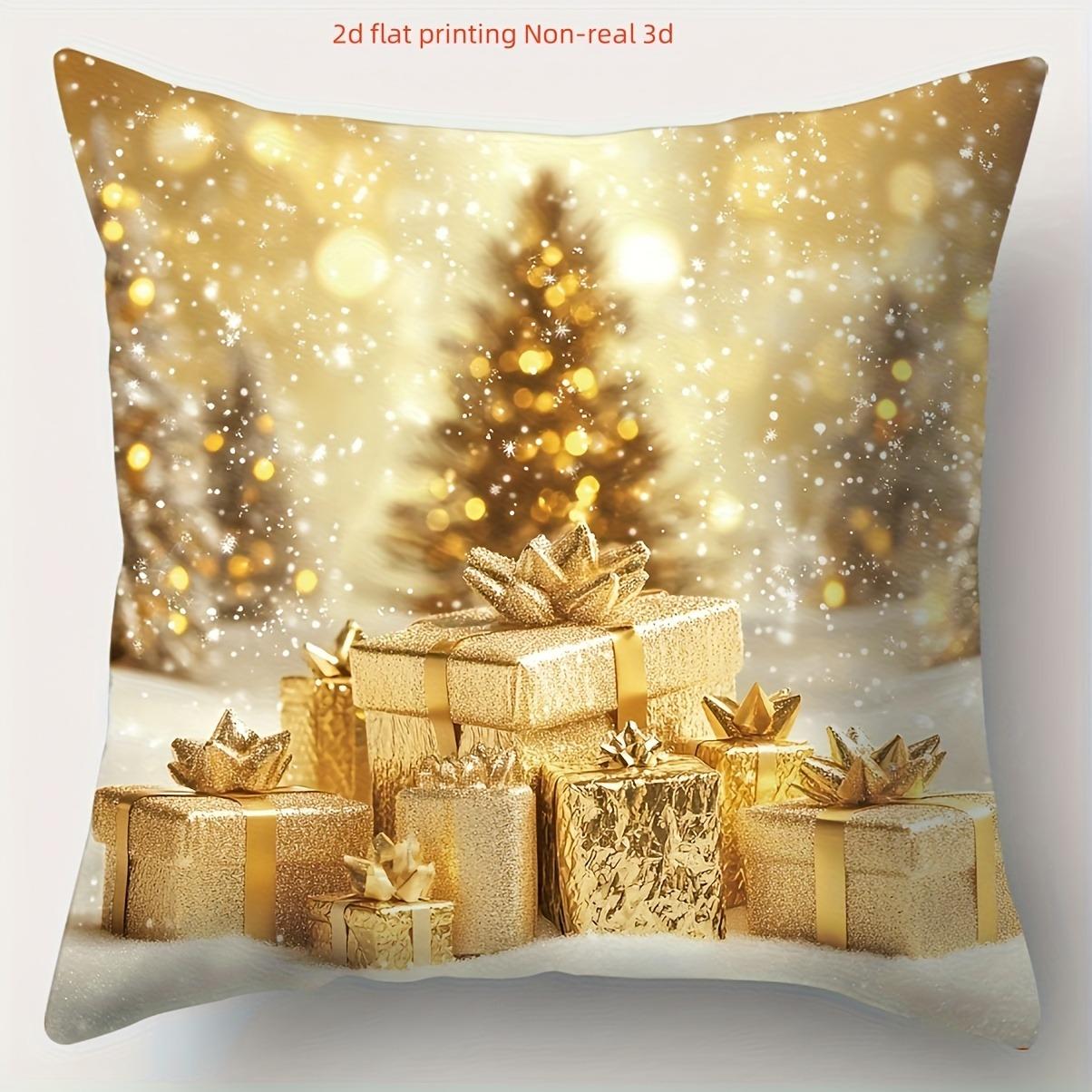 

Золотые Рождественские Наволочки: Снеговик, Подарки, Дизайн грузовика и оленя! Диван украшение комнаты Новогоднее украшение дома 16x16Inch