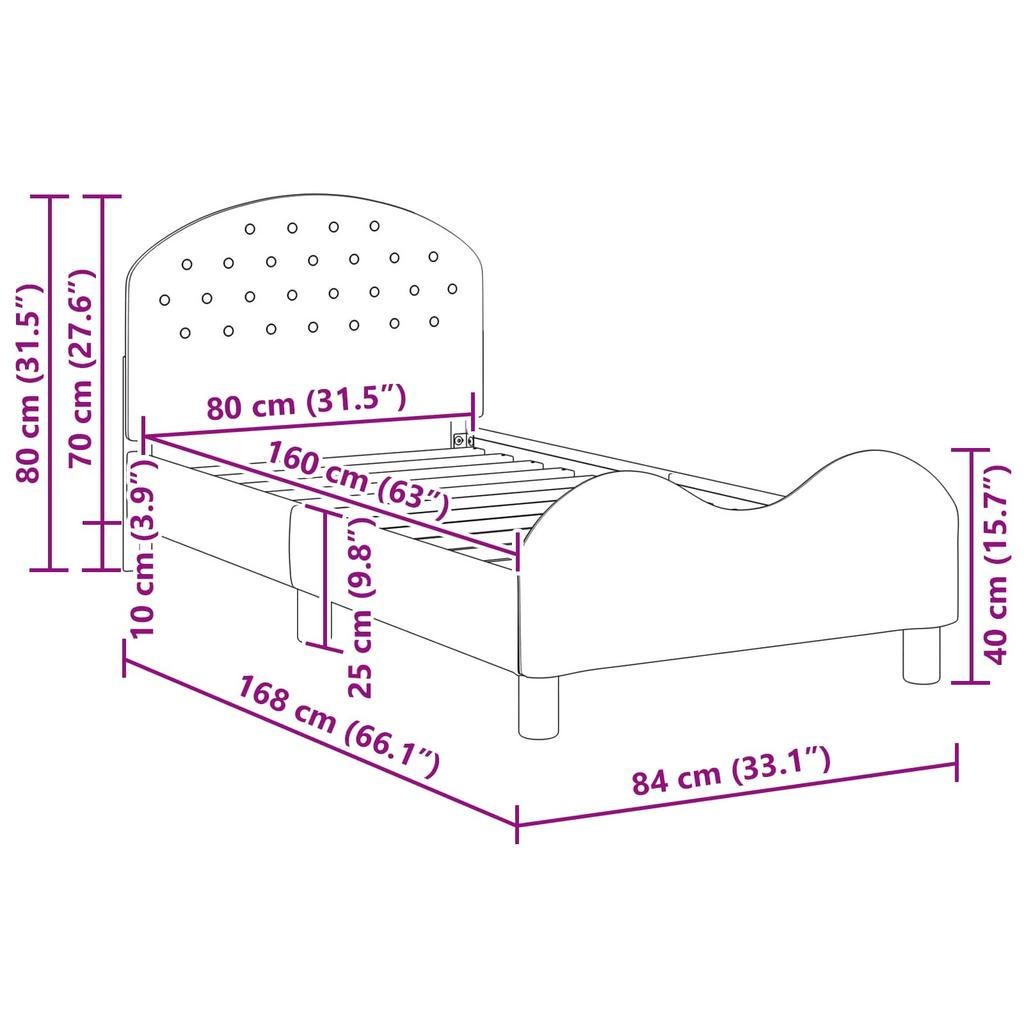 Children s Bed Frame with Headboard Pink 80 x 160 cm Velvet