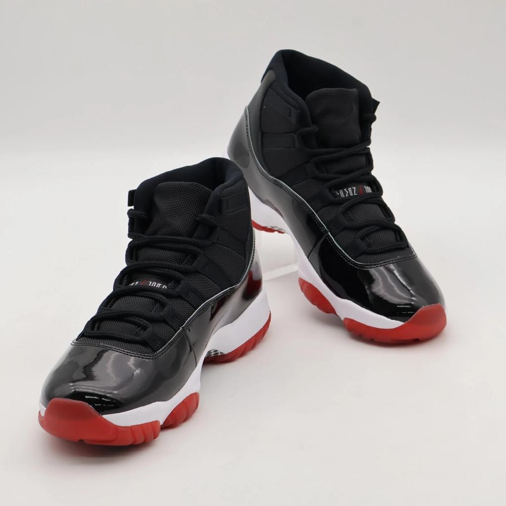 378037-061 Nike Air Jordan 11 Retro Playoffs Bred Black White Varsity Red
