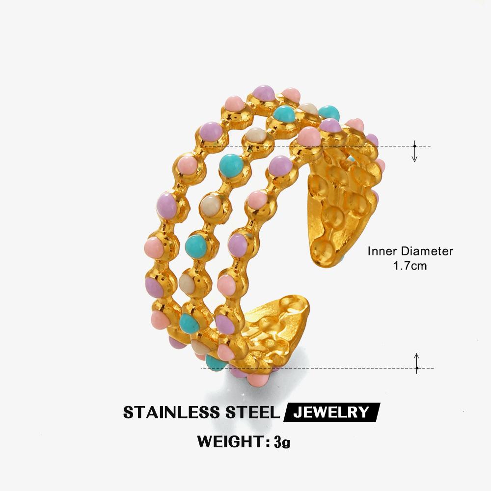 316L Edelstahl Emaillierter Blumenblattring für Damen Farbige Tropfglasur Serie Wasserfeste Ringe Luxuriöser Schmuck Geschenk