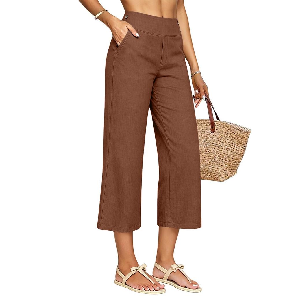 Pantaloni Larghi Casual e alla Moda da Donna con Tasche