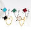 Elegant Four-leaf Clover Ring Zircon Open Adjustable Women's Ring