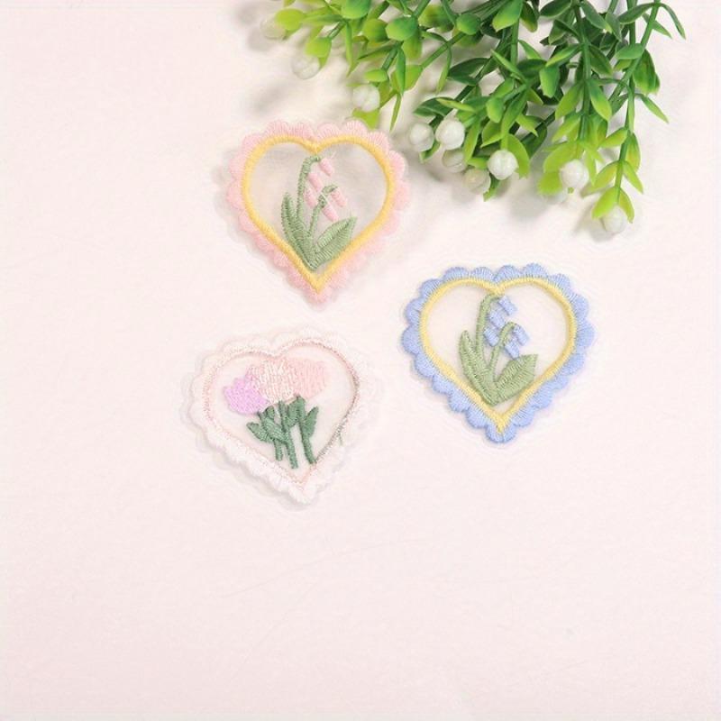 10PCS Lovely Flower Dress Decorative Patch Hairpin Accessories Lace Hollow Mesh Love Flower Decorative Embroidered Cloth Sticker