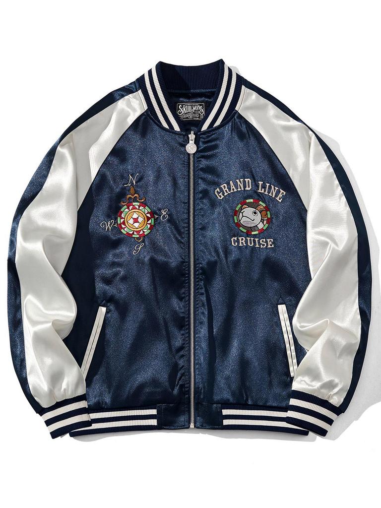 Huaxia Junpin Men's Dragon Embroidery Baseball Jacket - Chinese Style Trendy Outerwear A024.