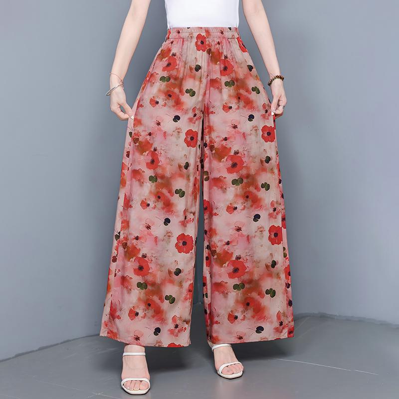Sommer-Hosen mit weitem Bein für Damen Vintage Kleidung Übergröße Locker Lässig High Waist Hosen