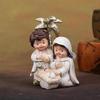 Christmas Nativity Statue Resin Small Manger Scene Set Collectible Figurines Jesus Birth Decorations for Desk Window Decoration