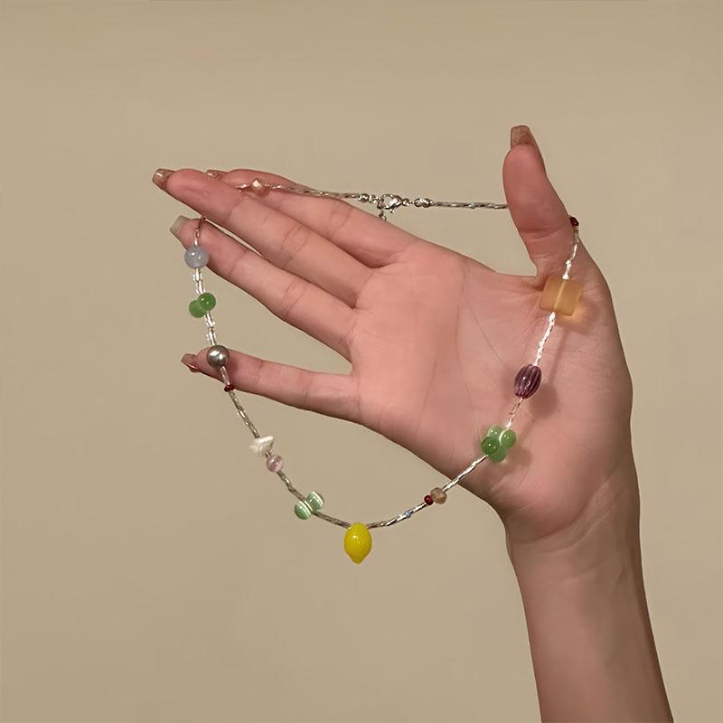 

Стеклянные бусины опаловая ракушка бисерный квадратный круглый жемчуг ожерелье нишевый светлый люкс высокий смысл изысканное темпераментное ожерелье