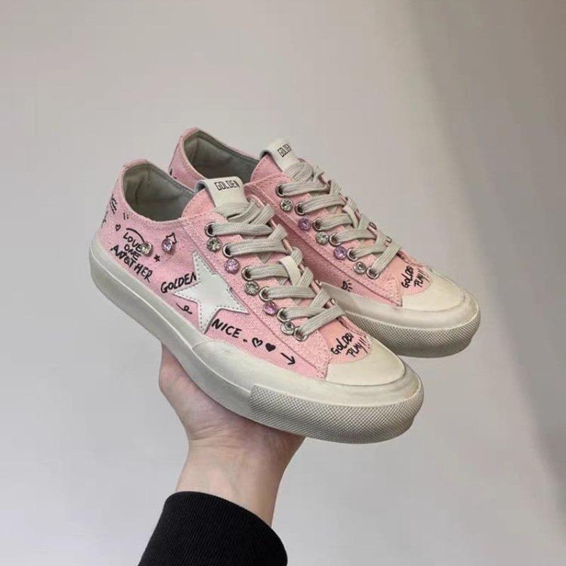 

Осенние новые однотонные туфли на плоской подошве с круглым носком, colorblock, с принтом, шнуровкой спереди, мягкой подошвой, противоскользящие, износостойкие кроссовки 35 розовый