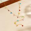 Gold Colorful Water Drop Crystal Lariat Necklace for Women