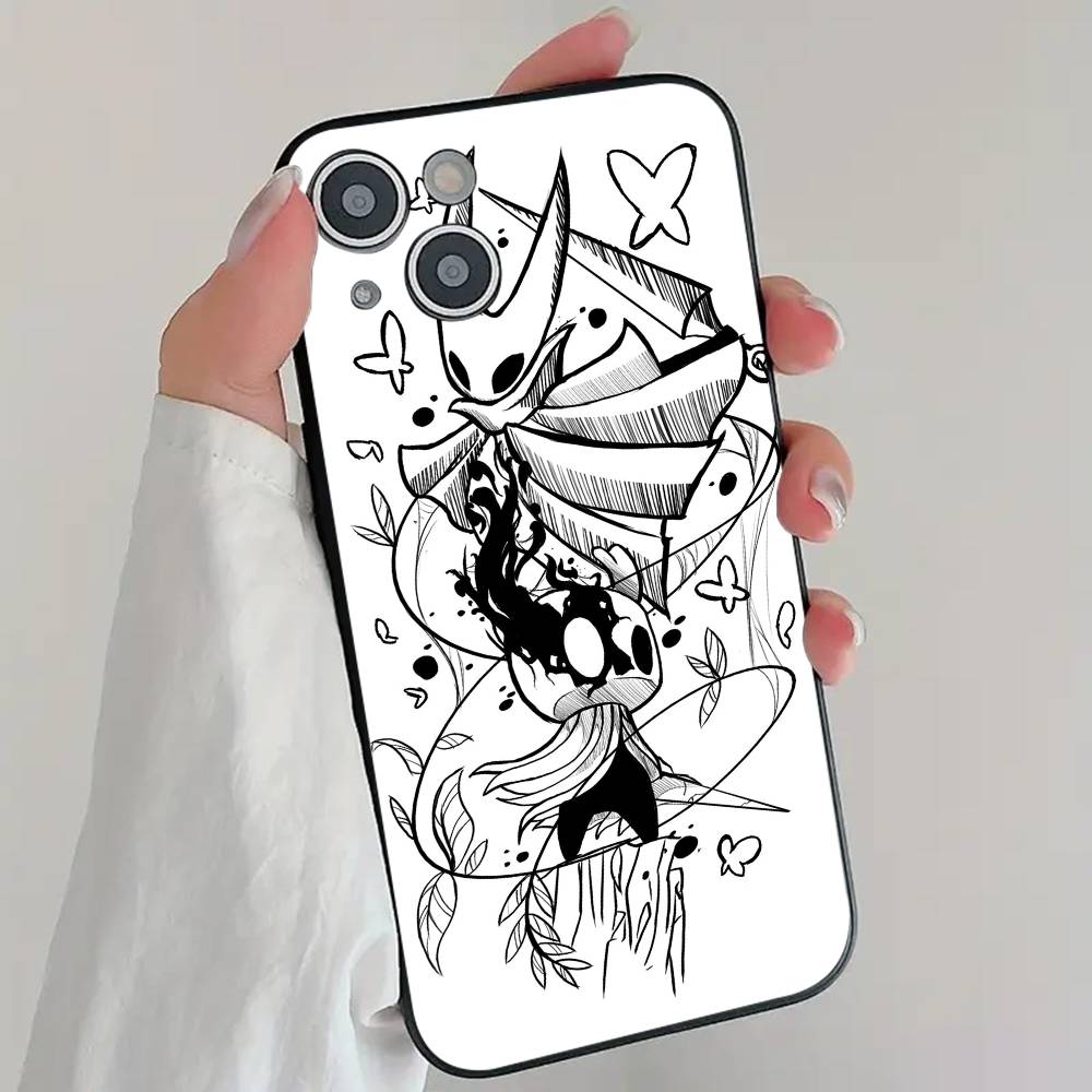 Anime Game Cool H-Hollow Knigth Phone Case Cool Black Silicone Soft For IPhone 16 15 14 13 12 11 X XR Plus Pro Max Plus