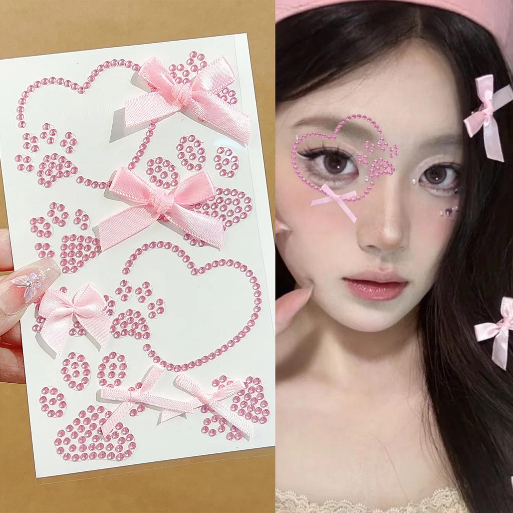 Gesichtsaufkleber Strassband Schleife DIY Augen Gesicht Make-up Aufkleber Einfach zu tragen Schleifen Temporäre Tattoo-Aufkleber Make-up-Werkzeug