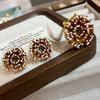 French Retro Fireworks Drip Earrings Design Sense Light Luxury Medieval Flower Cluster Earrings Ear Jewelry Needles