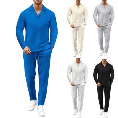 Men'S Casual Collar Set Long Sleeved Long Pants Casual Two-Piece Set