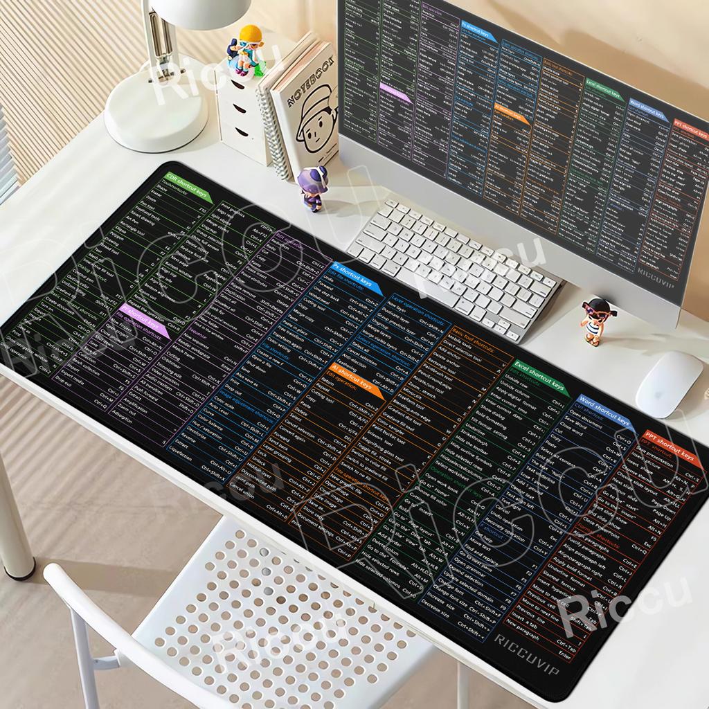 Tappetino Mouse HD XXL Scorciatoie Ufficio PS AI PR AutoCAD Foglio Trucchi Tappetini Scrivania Tastiera Tappeto Gomma Antiscivolo Bordo Cucito Grande per Gaming
