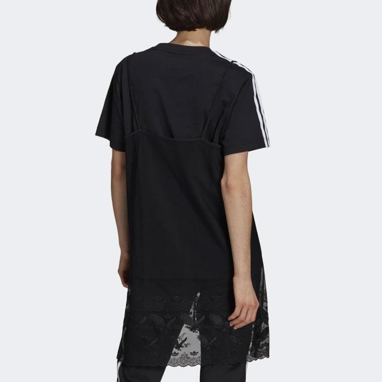 Adidas Originals X Tylko czyszczenie chemiczne Kolekcja Sportowy Styl Życia Codzienny Sport Koronka Krótki Rękaw Oddychająca Sukienka Sukienki Damskie Czarny H59018