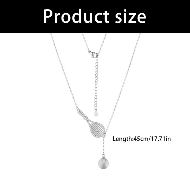 Elegant Badminton Racket Necklace With Crystal Accents Copper Jewelry For Women Gift