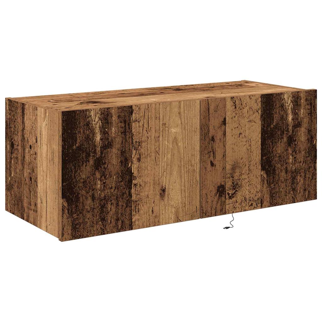Wall Mounted TV Cabinet with LED Lighting Reclaimed Wood Look 80 x 35 x 31 cm Engineered Wood