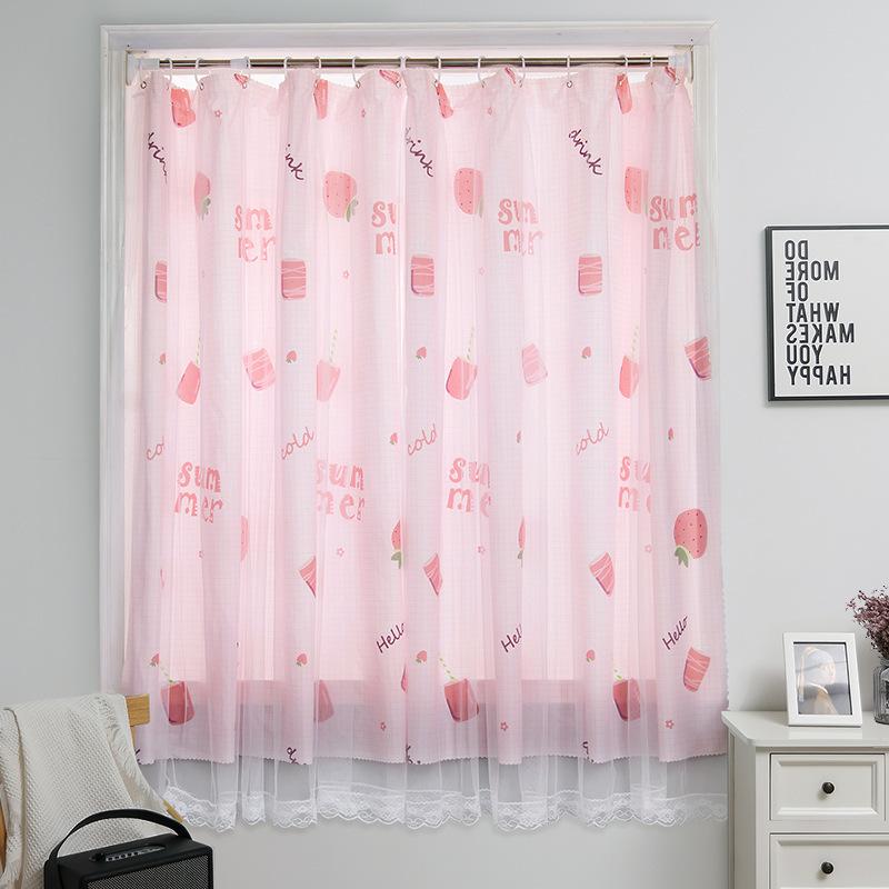 No Punching Ring Type Punching Blackout Curtains Dormitory Bedroom Bay Window Kitchen Opaque Gauze Curtain Finished Product