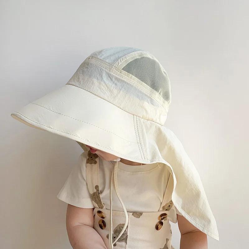NewThin Sunshade Baby Hat Korean Fashion Candy Color Kids Fishmen Hat Breathable Big Rim Travel Hat Clothes Accessories