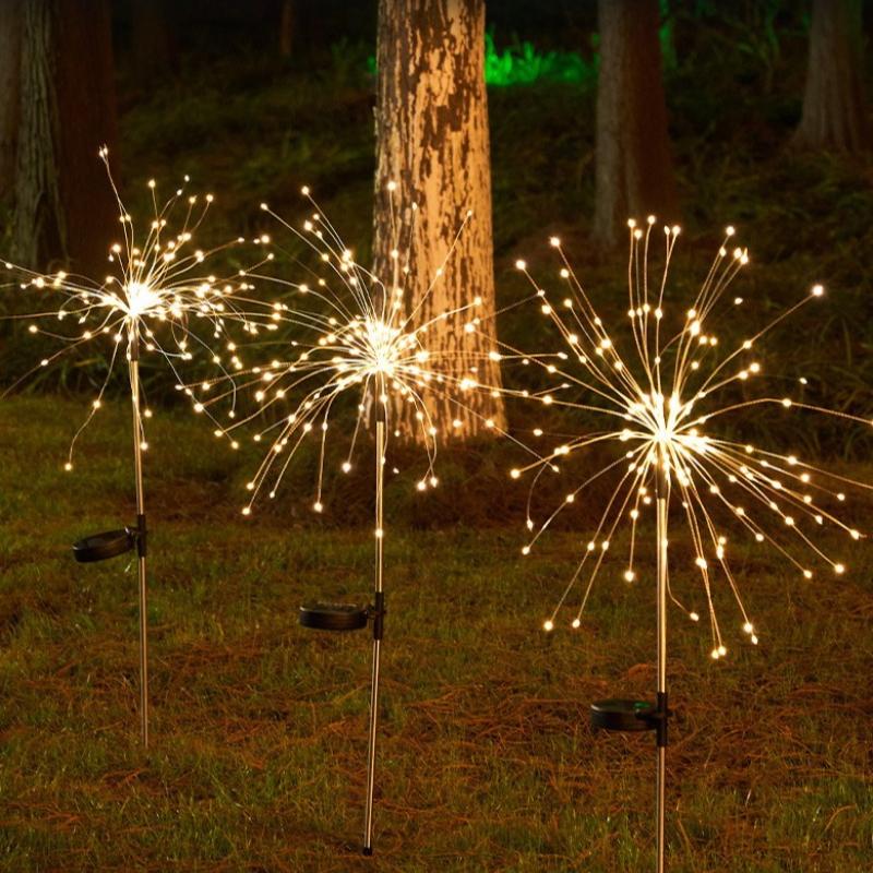 Solar-Feuerwerk-Erdspießleuchten IP65 Wasserdichte Löwenzahn-Fee-Lampe Outdoor-Gartendeko für Hofweg Rasenbeleuchtung