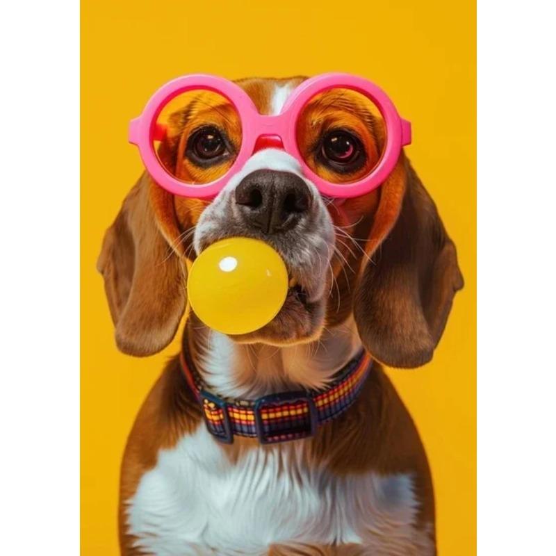 Zvířata Vtipné Tisky Pes Barevné Žvýkačkové Sluneční Brýle Plakát Samojed Francouzský Buldoček Malba na Plátno Nástěnné Umění Obrázek Domácí Dekorace