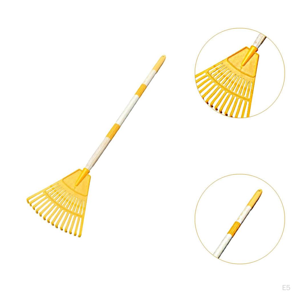 Detachable Leaf Rake with Wood Handle for Kids in Flower Beds